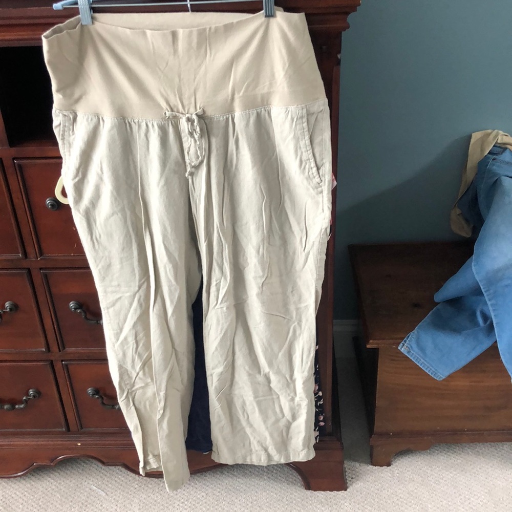 ⭐️4/$20- Khaki linen wide leg maternity pants